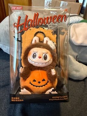 Authentic Pop Mart Labubu Happy Halloween Party series - sitting pumpkin